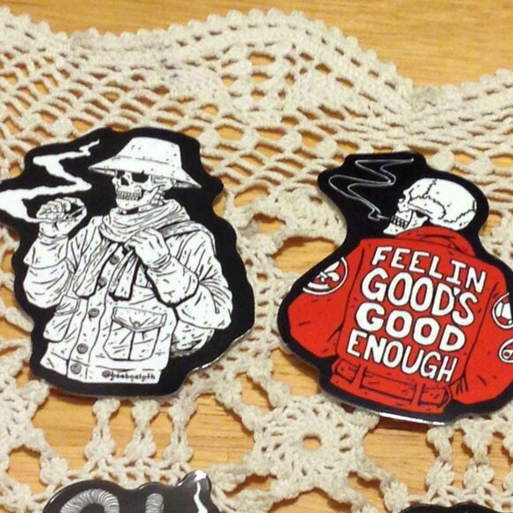 Black and white stickers, cell phone, hydroflask, high times theme - Picture 6 of 8